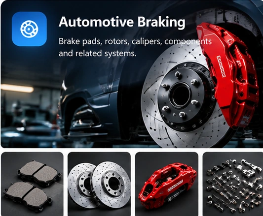 JIXHub Automotive braking products including pads, rotors, calipers, components and related systems.