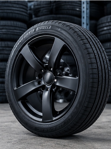 JIXHub Matte black alloy wheel & tire reference visual